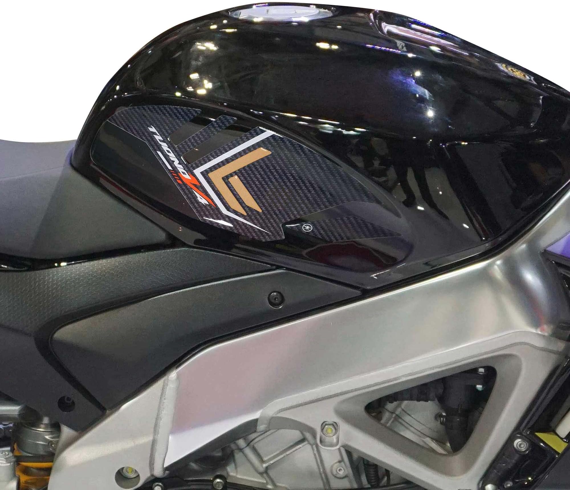 labelbike - 3D Stickers Motorcycle Fuel Tank Sides Protection and Decoration in Resin Compatible with Aprilia Tuono V4 and V4 Factory 2021-2023 Gold
