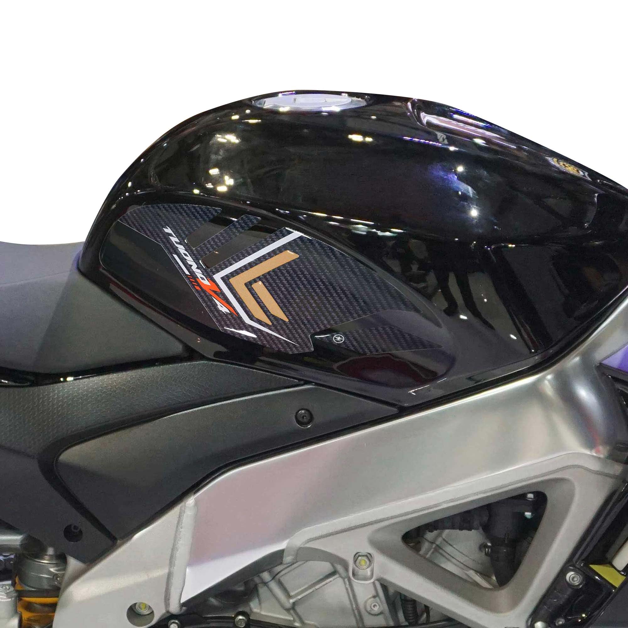 3D Stickers Motorcycle Fuel Tank Sides Protection and Decoration in Resin Compatible with Aprilia Tuono V4 and V4 Factory 2021-2023 Gold