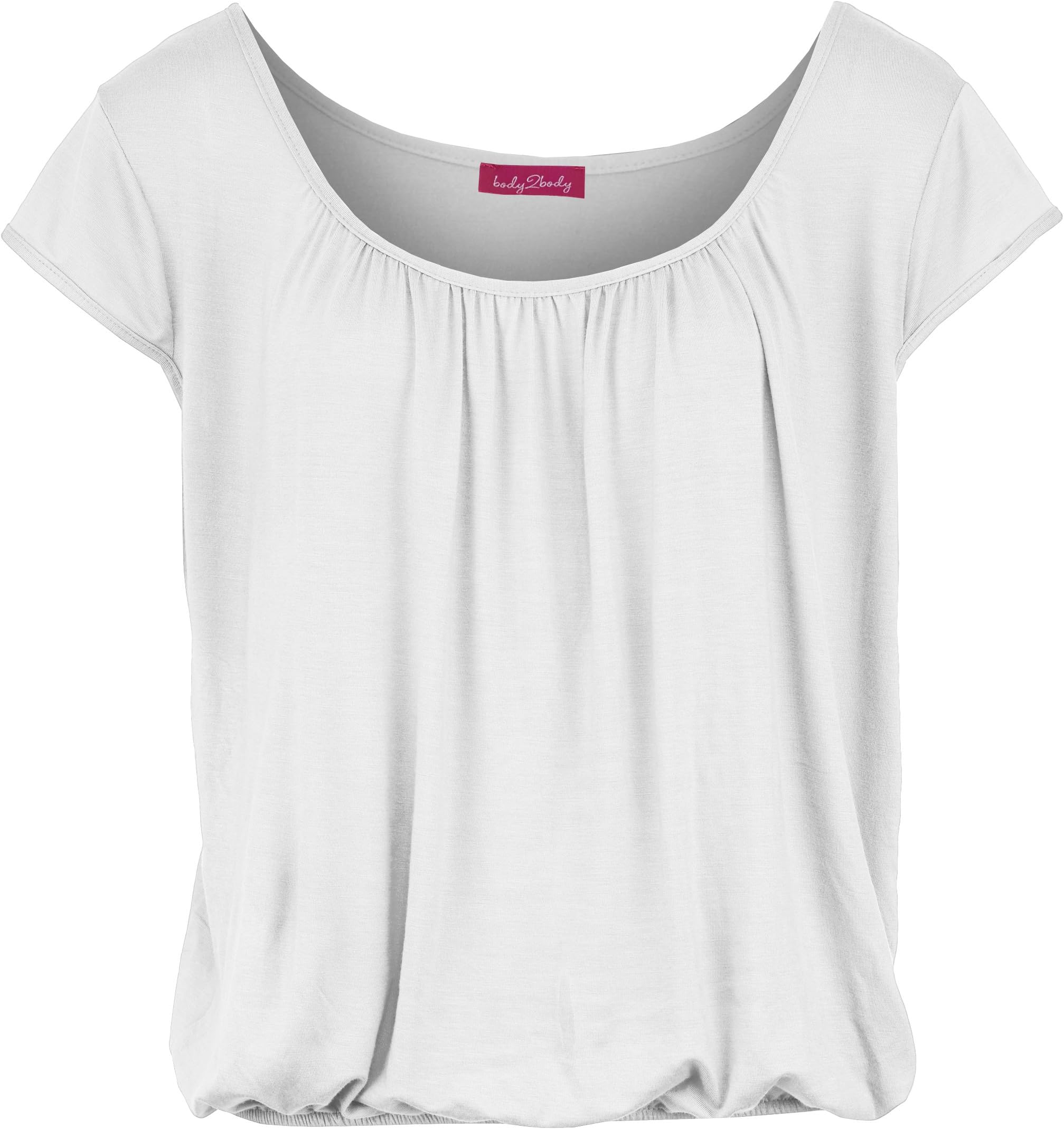 Body 2 Body BNWT Women's Peasant Gypsy Top with Cap Sleeve & Elasticated Bottom Sizes 8-20 (XXL (UK 20), White)