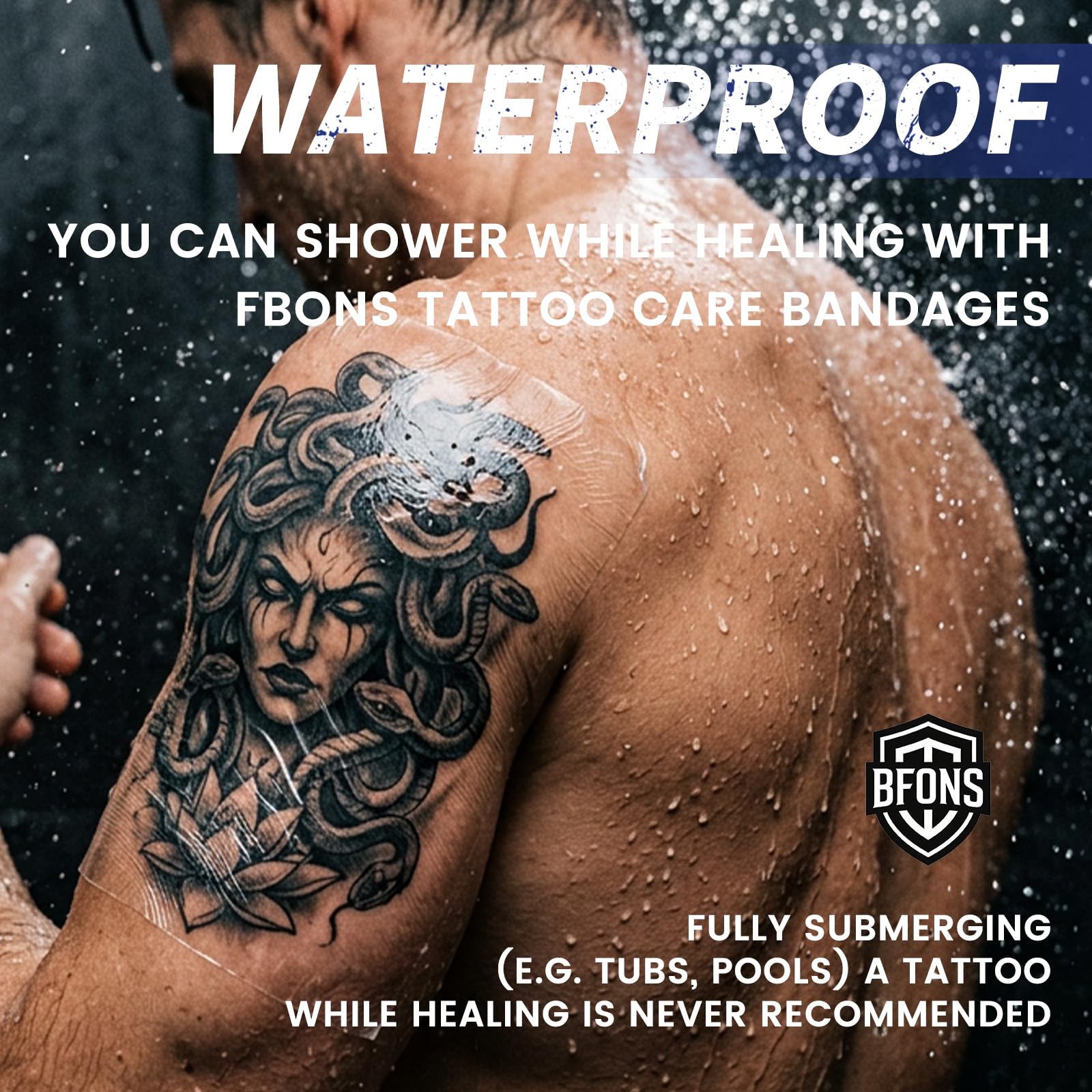 BFONS Tattoo Aftercare Waterproof Bandages 6 in x 4.4 yd Tattoo Cover Up Tape, Tattoo Supplies Second Skin Bandage Flat Roll Transparent Film Wound Healing Protective Clear Sterile and Safe Bandages