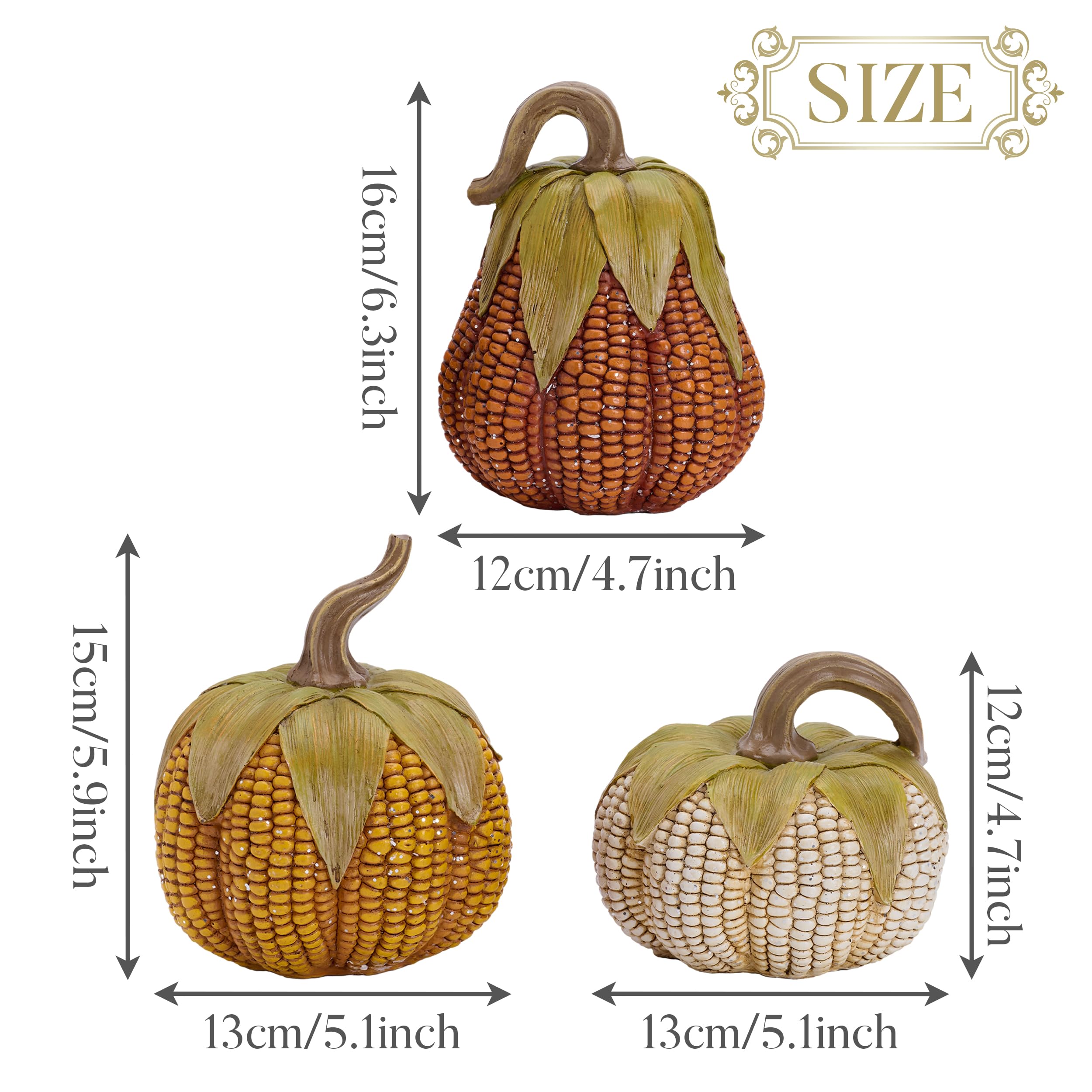 Valery Madelyn Lot de 3 citrouilles décoratives en résine pour décoration d'automne