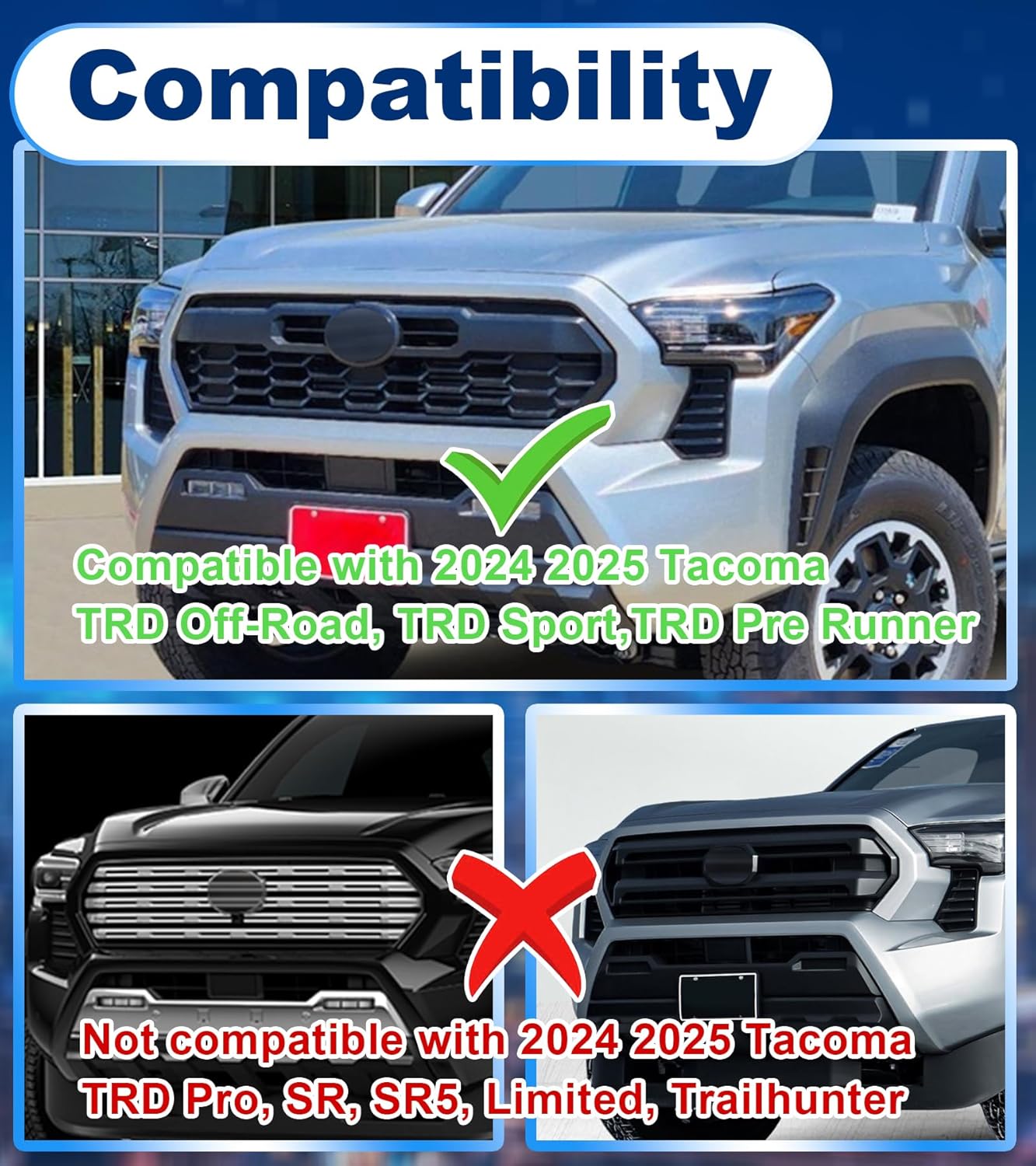 Front Grille Grill Lights for 2024 2025 Tacoma TR D Off Road Sport OEM Grill Led Grills Light for Tacoma Accessories,Amber 4PCS (24Tacoma-Off Road-A)