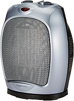 Amazon Basics 1500W Oscillating Ceramic Space Heater - Portable, Safe with Thermostat, Tip-Over Protection, Quiet Indoor Heating