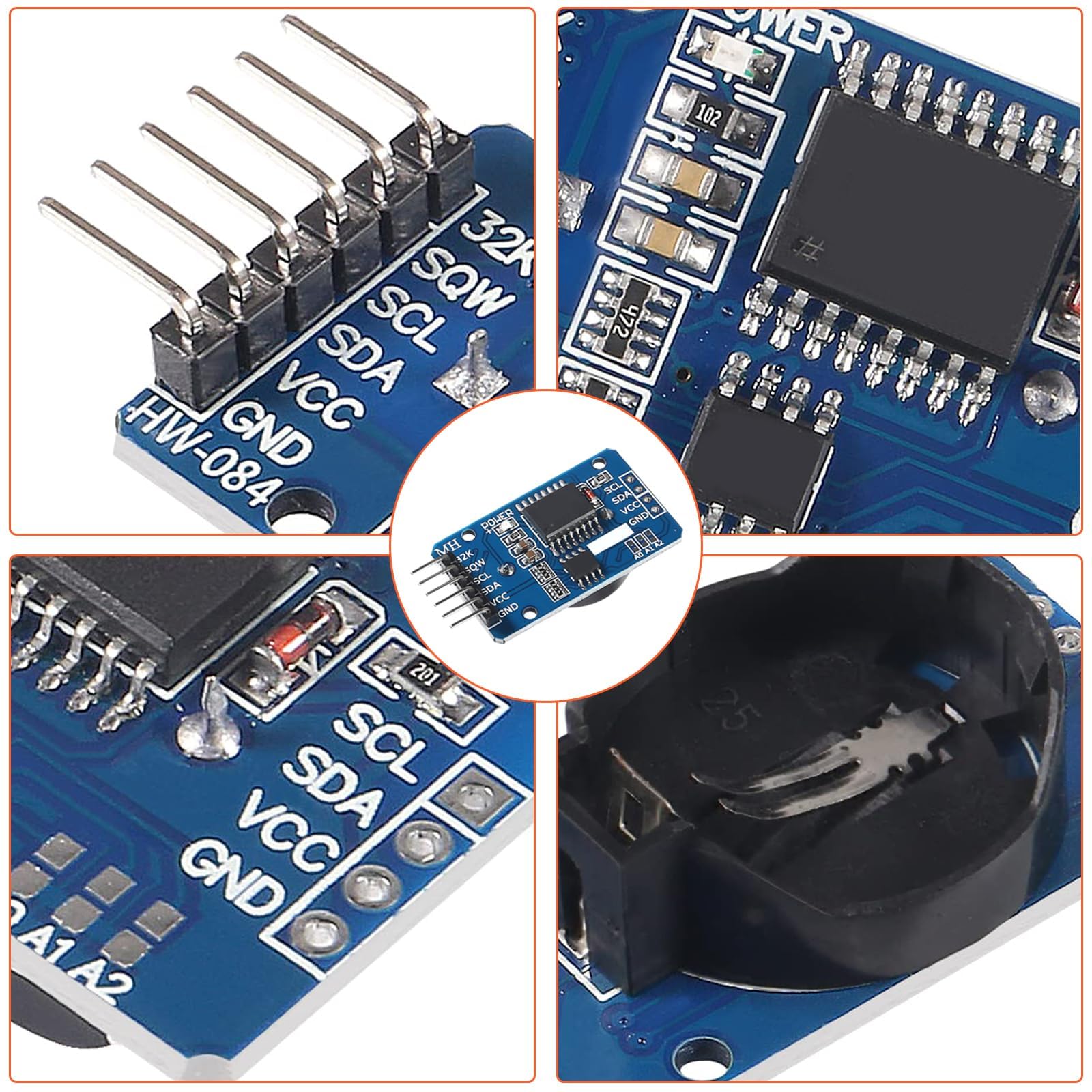 Real-Time Clock RTC modulo compatibile con orologio in tempo reale I2C, modulo orologio I2C RTC per Arduino e Raspberry Pi con batteria (6 pezzi)