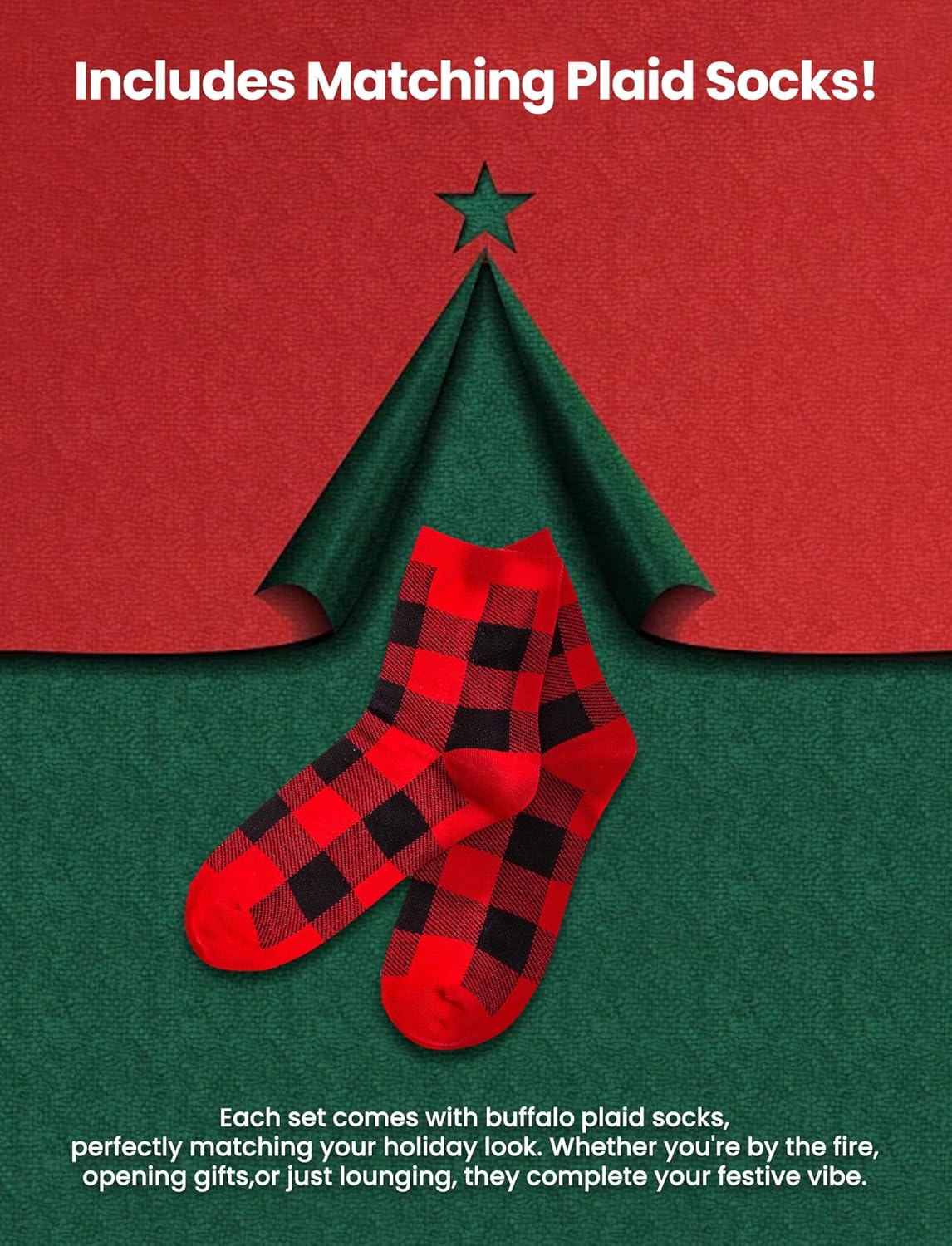 PATPAT Family Christmas Pjs Matching Sets Holiday Jammies Sleepwear Christmas Pajamas for Family Xmas Outfits with Socks