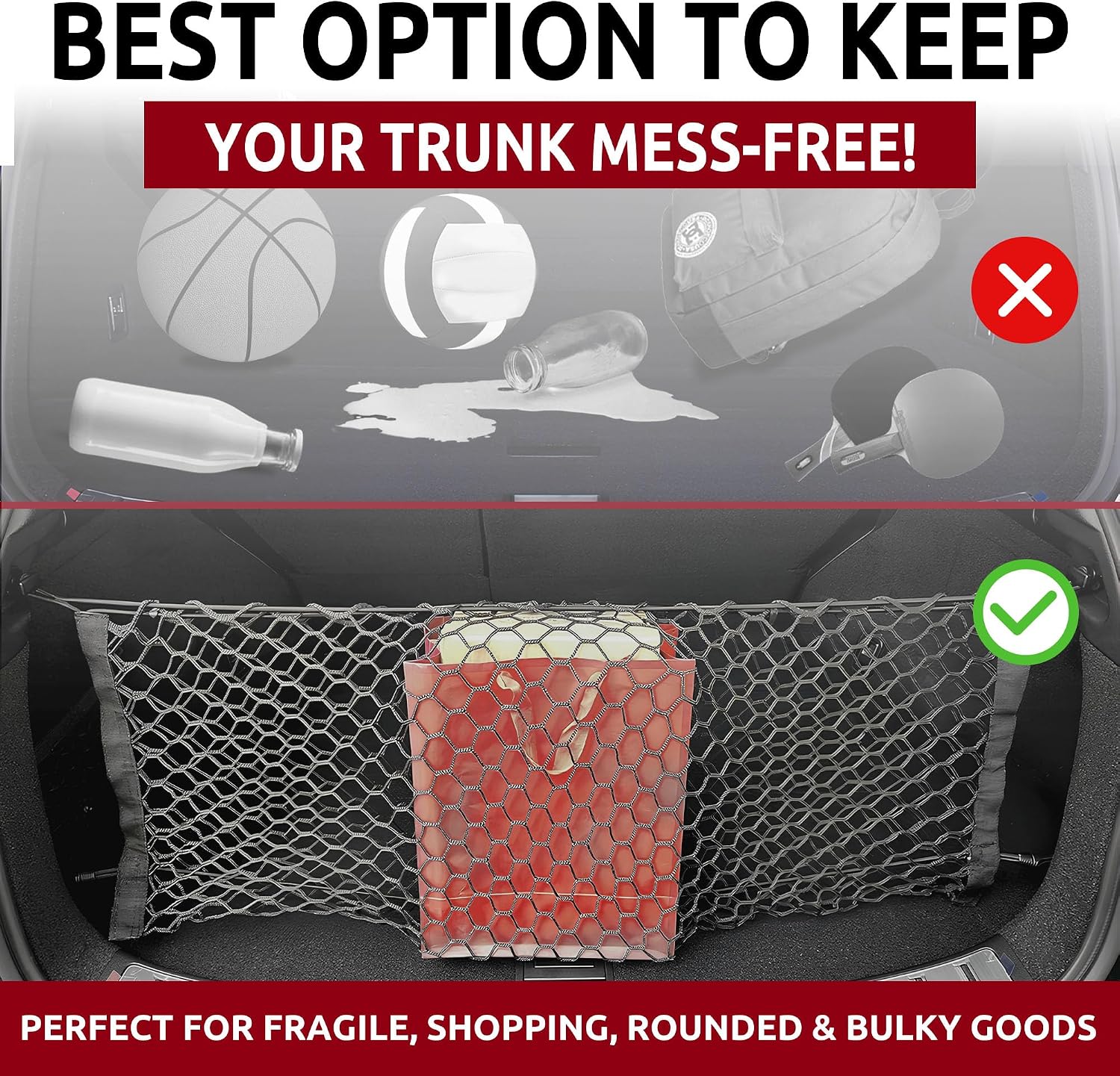 Envelope Style Automotive Elastic Trunk Mesh Cargo Net for Lexus NX 250 NX 350 NX 450 2022-2026 - Premium Trunk Organizer and Storage - Luggage Net for Crossover - Best Car Organizer for Lexus NX