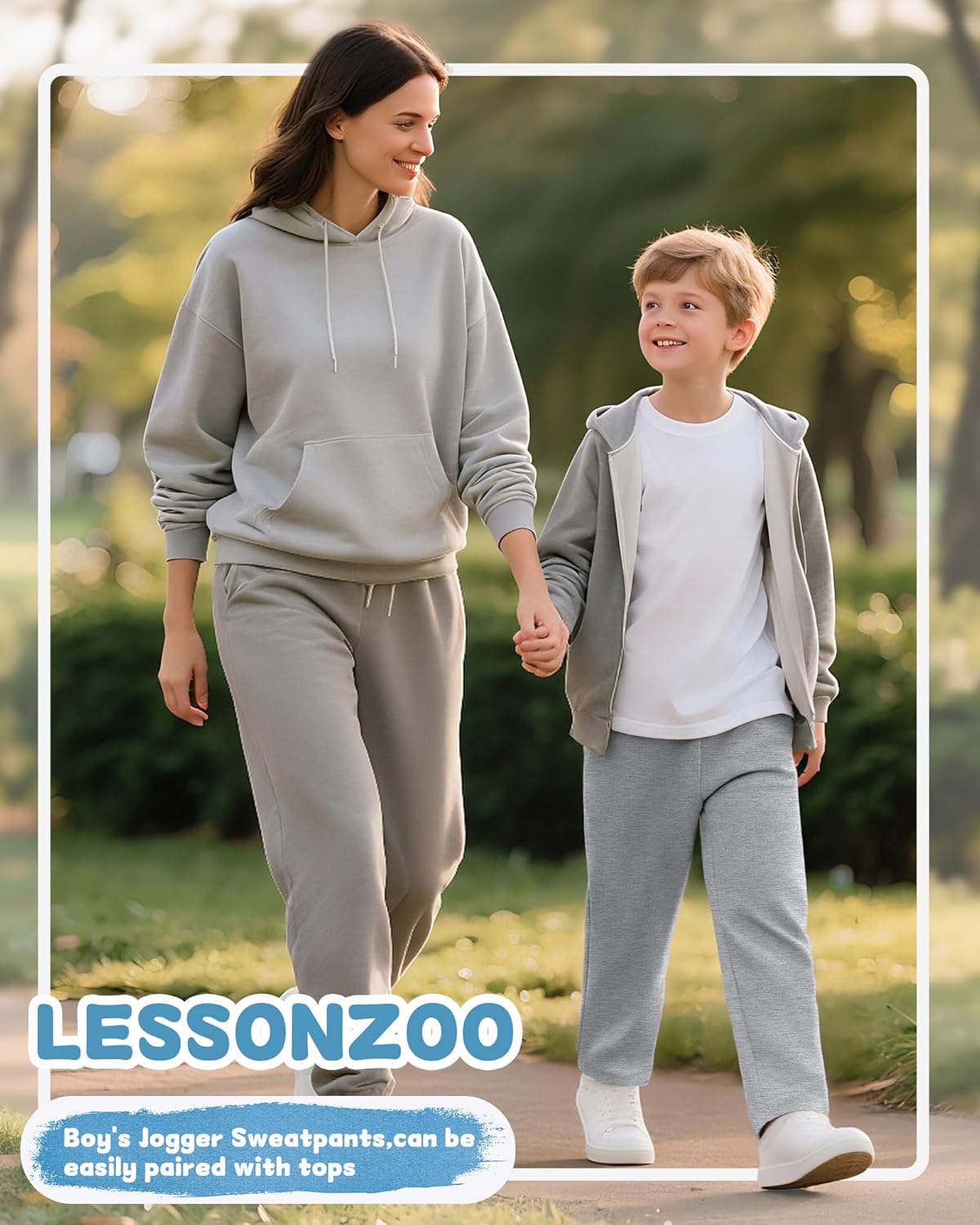 3 Pack Boys Sweatpants Straight Leg Athletic Open Bottom Joggers Workout Elastic Drawstring Kid Pants with Pockets