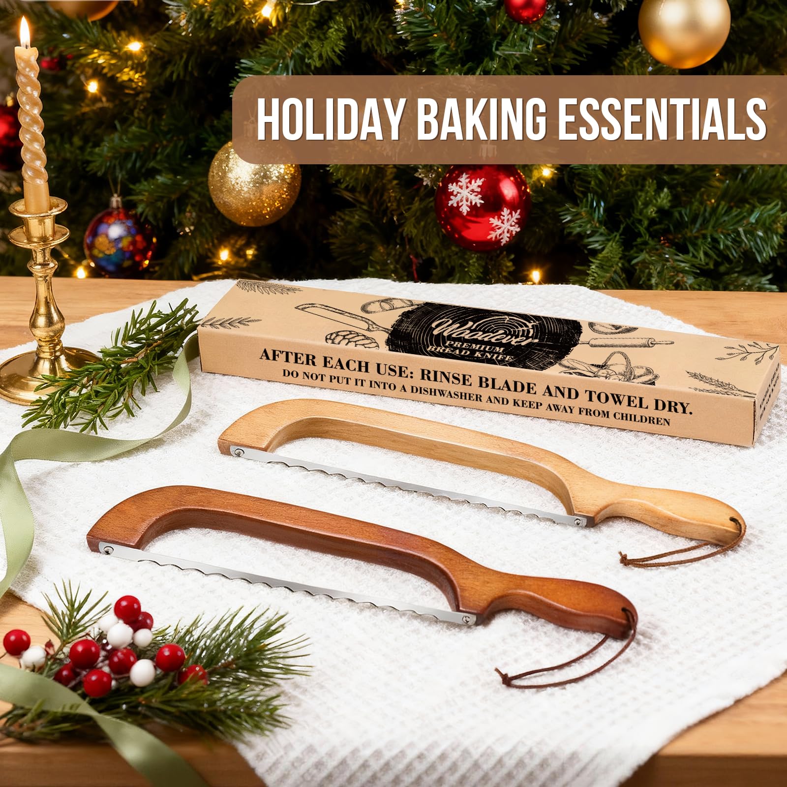 Woodever Bread Knife Set - 2 Slicers -6