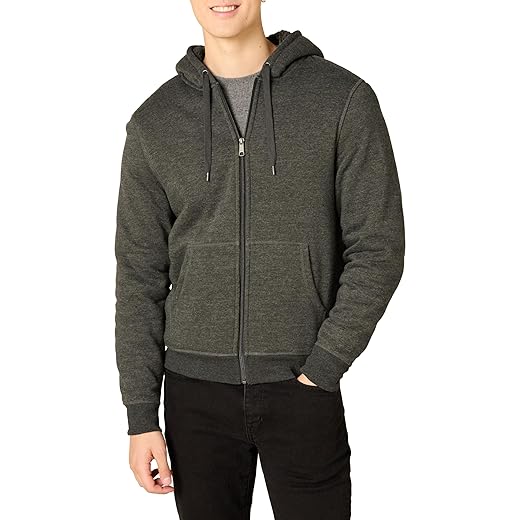 Amazon Essentials Hoodie For Men, Sherpa-Lined Full-Zip Fleece Sweatshirt
