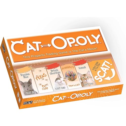 Late for the Sky CAT-opoly Cat Board Game, Family Property Trading Strategy for 2-6 Players, Ages 8+, Educational Breed Facts, Tokens, Screen-Free Fun