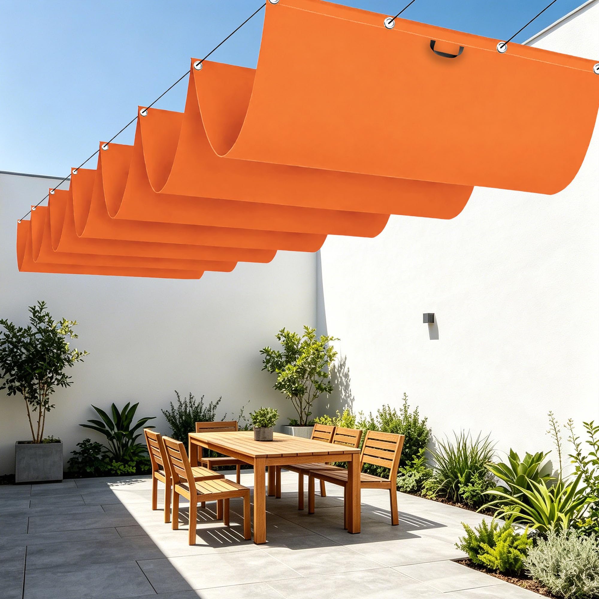 Voiles d'ombrage rétractable 400x450 cm pour terrasse et jardin