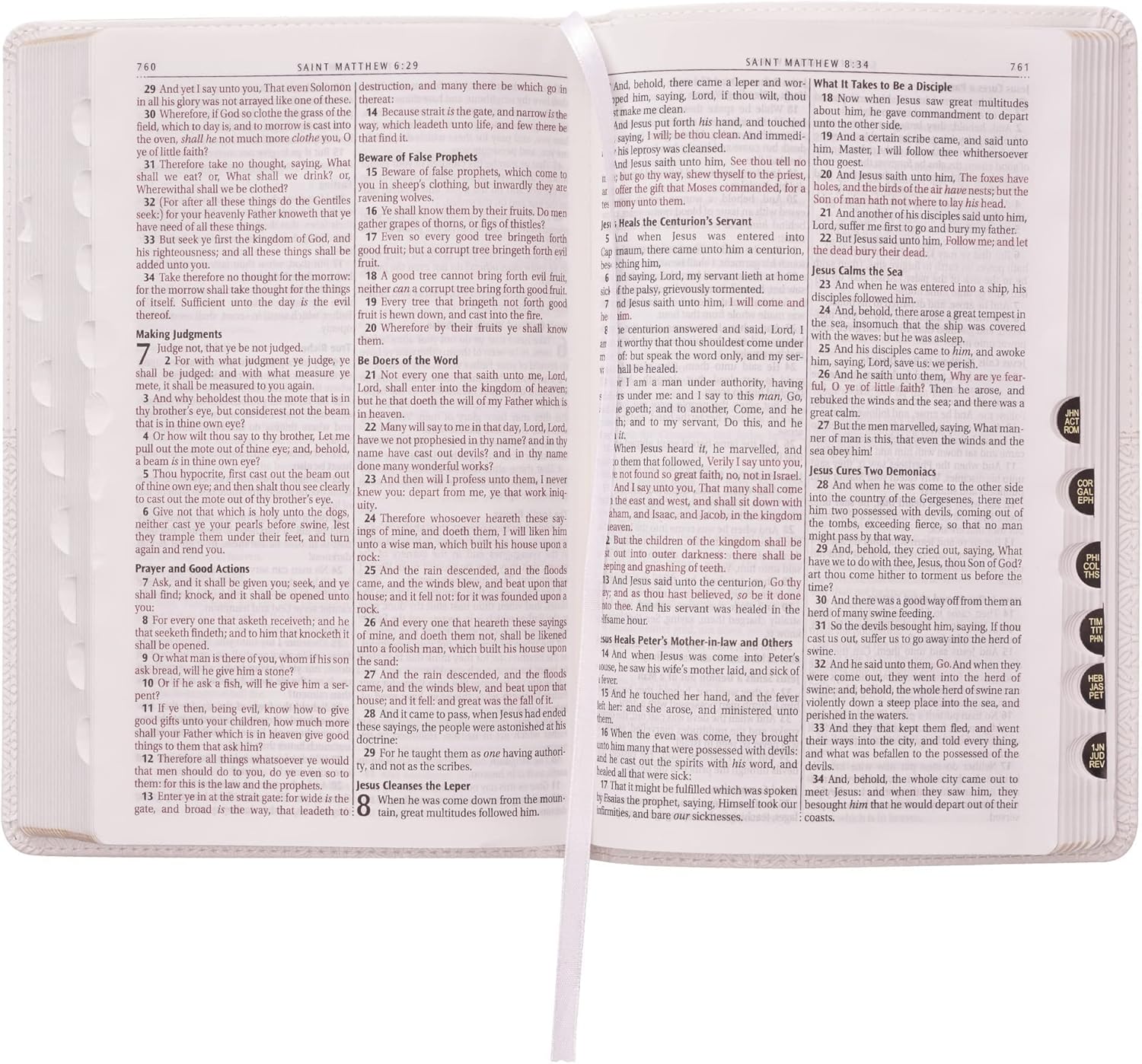 Personalized KJV Bible, Lux Leather, White, Indexed, Custom Name Imprint, Baptism, Christening, King James Version Bible