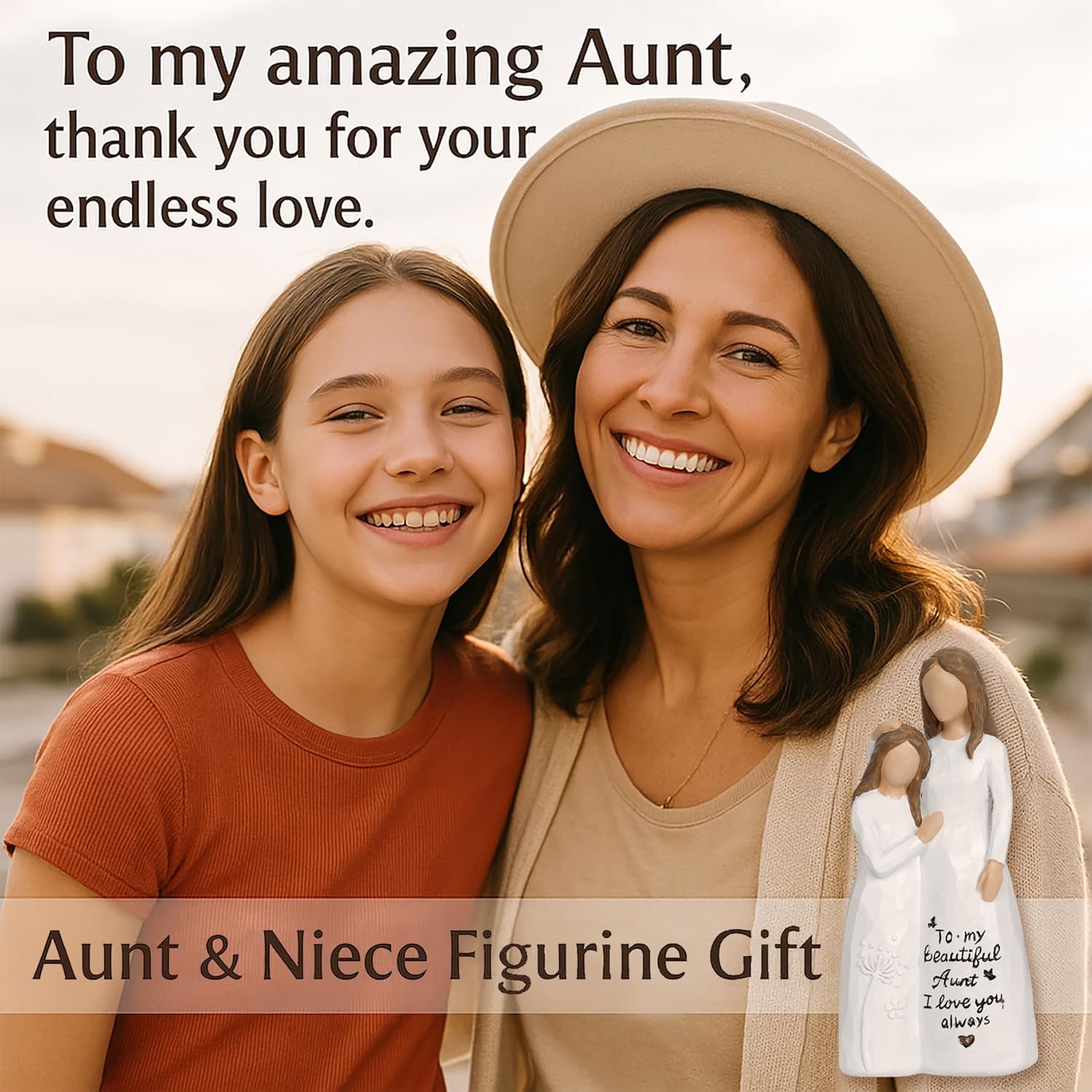 Aunt Gifts, Best Aunt Ever Gifts, Auntie Gift Ideas, Birthday Gift for Aunts from Niece Resin Sculpture Sculpted Aunt Niece Embrace Sculpted Hand-Painted Figurine - Image 4