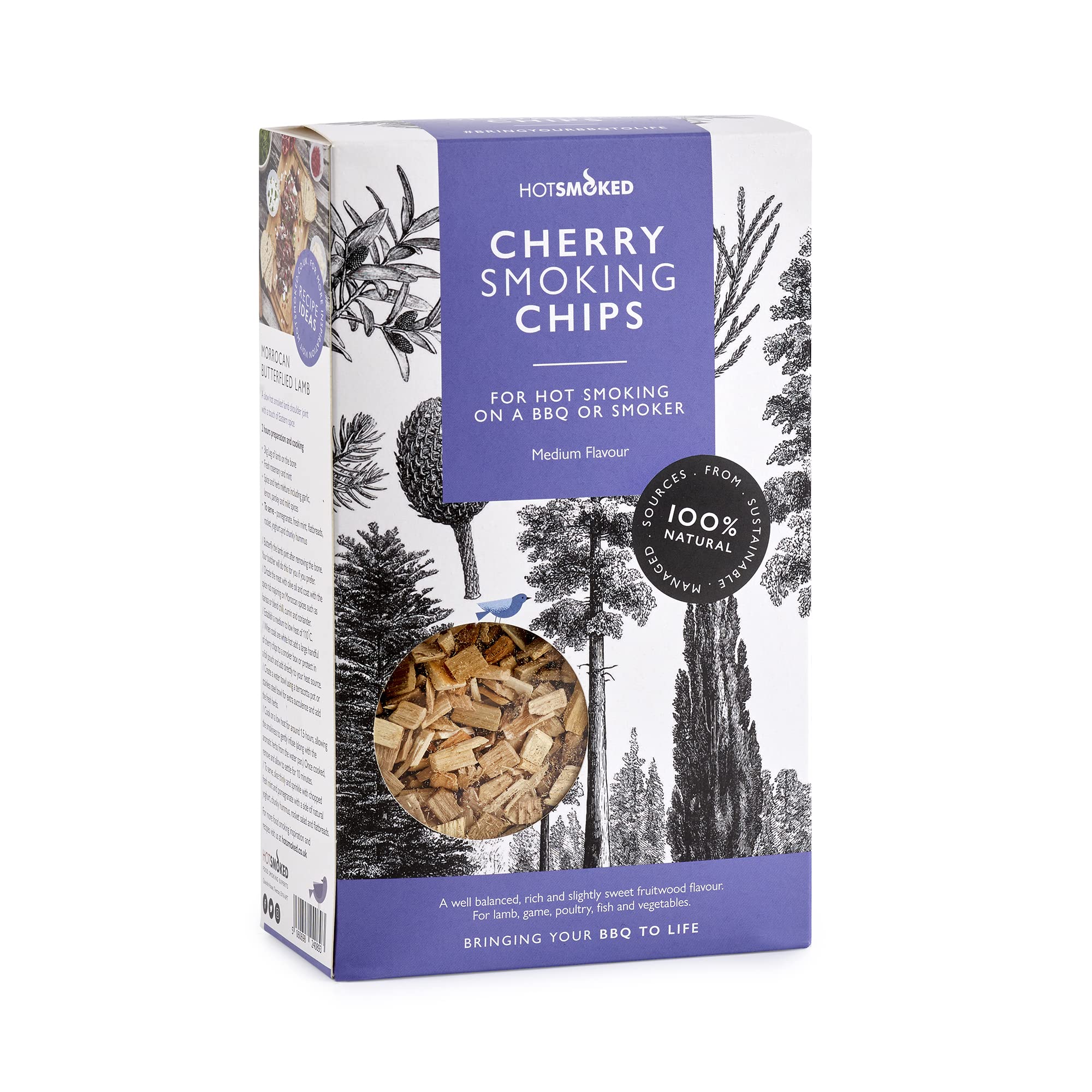 Hot Smoked Cherry Wood Smoking Chips for BBQs 400g