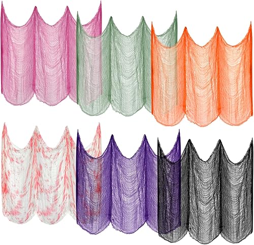 Miniatura 26 de ZeeDix Tela espeluznante negra de Halloween de 85 x 600 pulgadas, tela de gasa espeluznante para decoración del hogar, suministros de fiesta