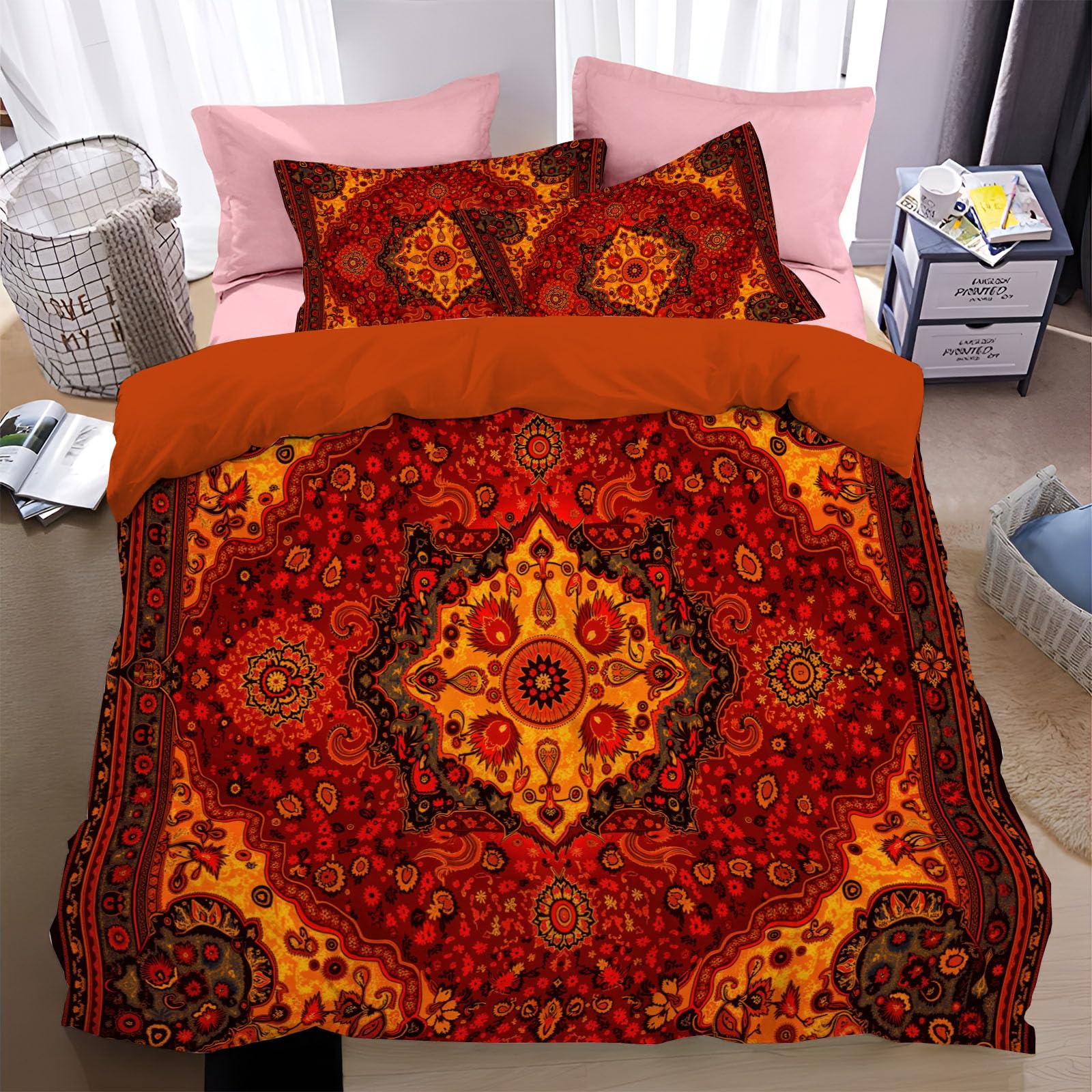 Housse de Couette Florale 220x240cm pour une Chambre Ambiance Bohème Luxueuse