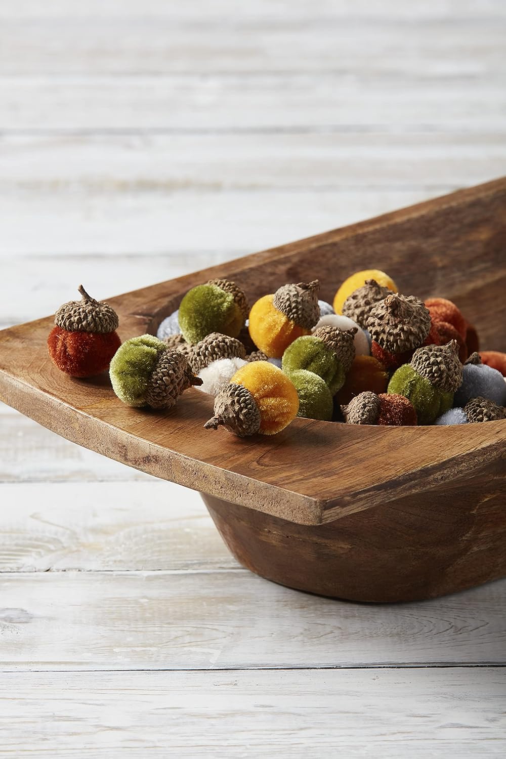 Mud Pie Fall Mini Velvet Vase Filler Assorted Set of 36 Acorns, Multi, 1.75" x 1"