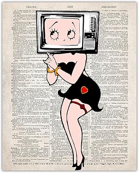 Buzz Unplugged Vintage Betty Boop Dictionary Abstract Wall Art 8x10 Unframed Minimalist, Aesthetic & Boho Wall Art Print for Home, Office, Dorm, Bedroom & Studio DecorCreative Housewarming Idea