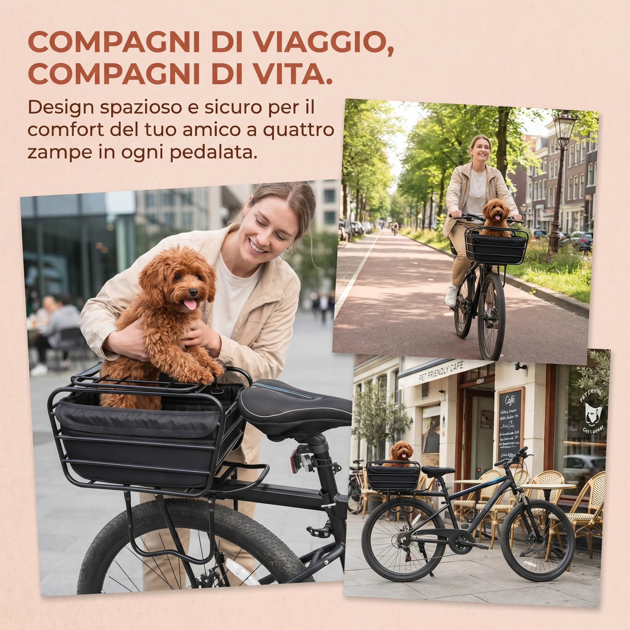Panier pour Chien de Vélo Universel Panier de Transport pour Animaux de Compagnie Robuste et Stable pour Déplacements Quotidiens, Faire Les Courses
