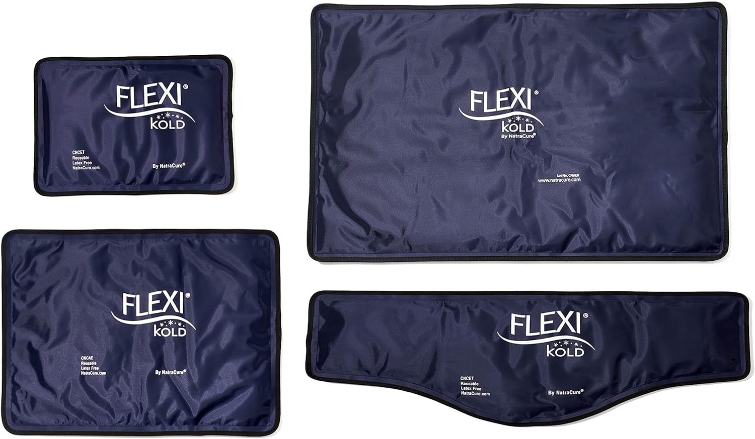 FlexiKold Standard, Half Size, Oversize and Neck Gel Ice Cold Packs - Sizes: Large, Small, X-Large, and Neck