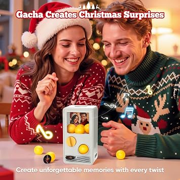 Personalized Photo Gachapon Machines Custom Music Gacha Machine Record Player Capsule Vending Machine with Picture with Mini Vinyl Album Customized Anniversary Birthday Gifts for Him/Her/Couple