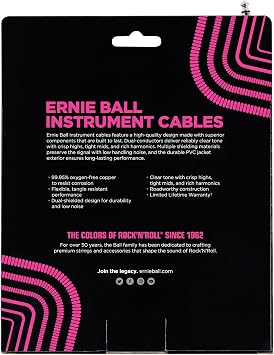 Ernie Ball Coiled Instrument Cable, Straight/Angle, 30ft, White (P06045)