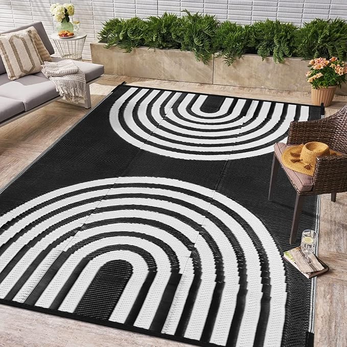 Wonnitar 5x8 Outdoor Rug Waterproof, Reversible Plastic