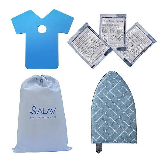 SALAV® Heavy Duty Commercial Garment Steamer Accessories Set – Includes Mini Ironing Board, Steam Mitt, 3-Piece Descaler Packets, and Storage Bag – Ideal for Professional & Home Use