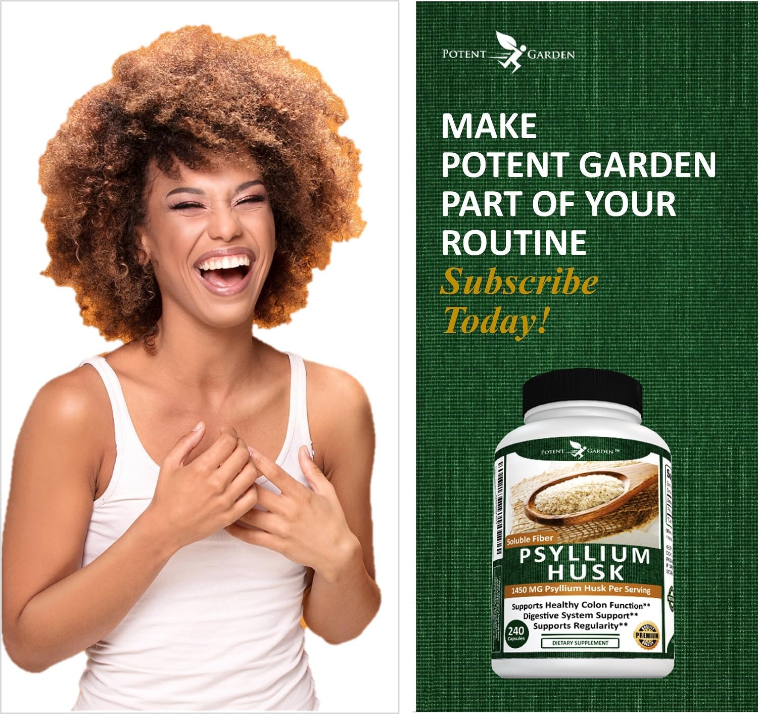 Potent Garden Psyllium Husk Capsules All Natural & Powerful Soluble Dietary Fiber Supplement Helps Support Regularity & Digestion, 240 Caps - Image 7