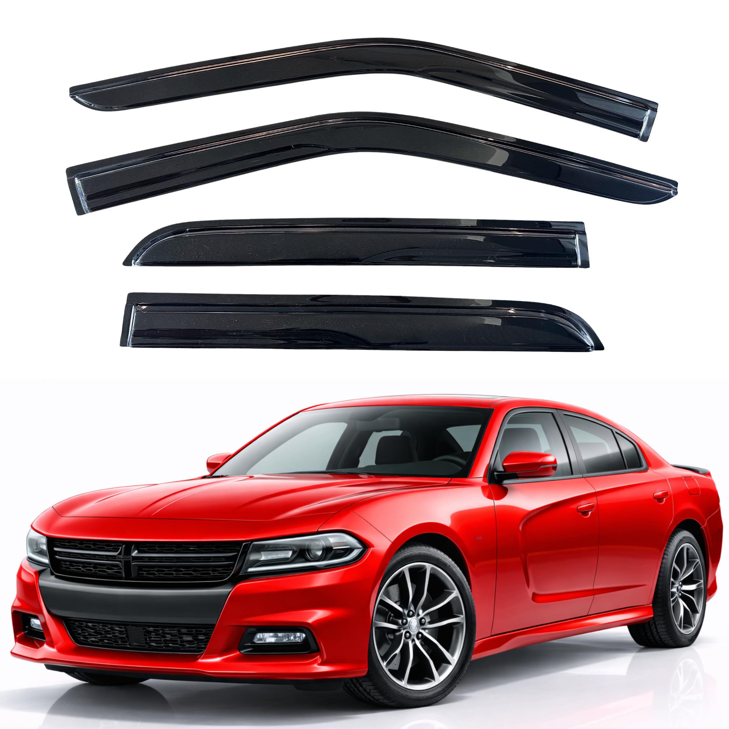 KPY Rain Guards Fit for 2011-2023 Dodge Charger, Out-Channel Window Visors Vent Wind Deflectors 4PC, Car Accessories for 11-23 Charger
