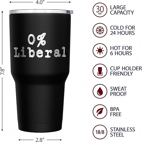 Vista 6 de We The People Holsters - Vaso térmico de 30 onzas, 0% Liberal, Negro