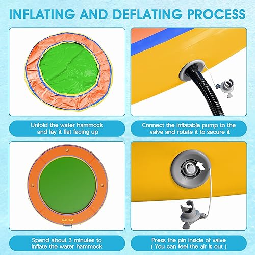 Miniatura 7 de SPECRAFT Hamaca de agua inflable de 12 pies, anillo flotante redondo resistente para adultos, balsa de agua circular con soporte para tazas y