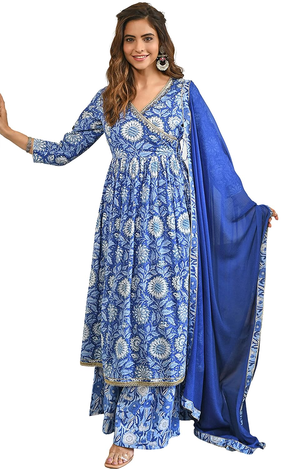Janasya Women's Cotton Floral Block Print Kurta with Flared Palazzo and Dupatta - Review, Price and Buying Guide