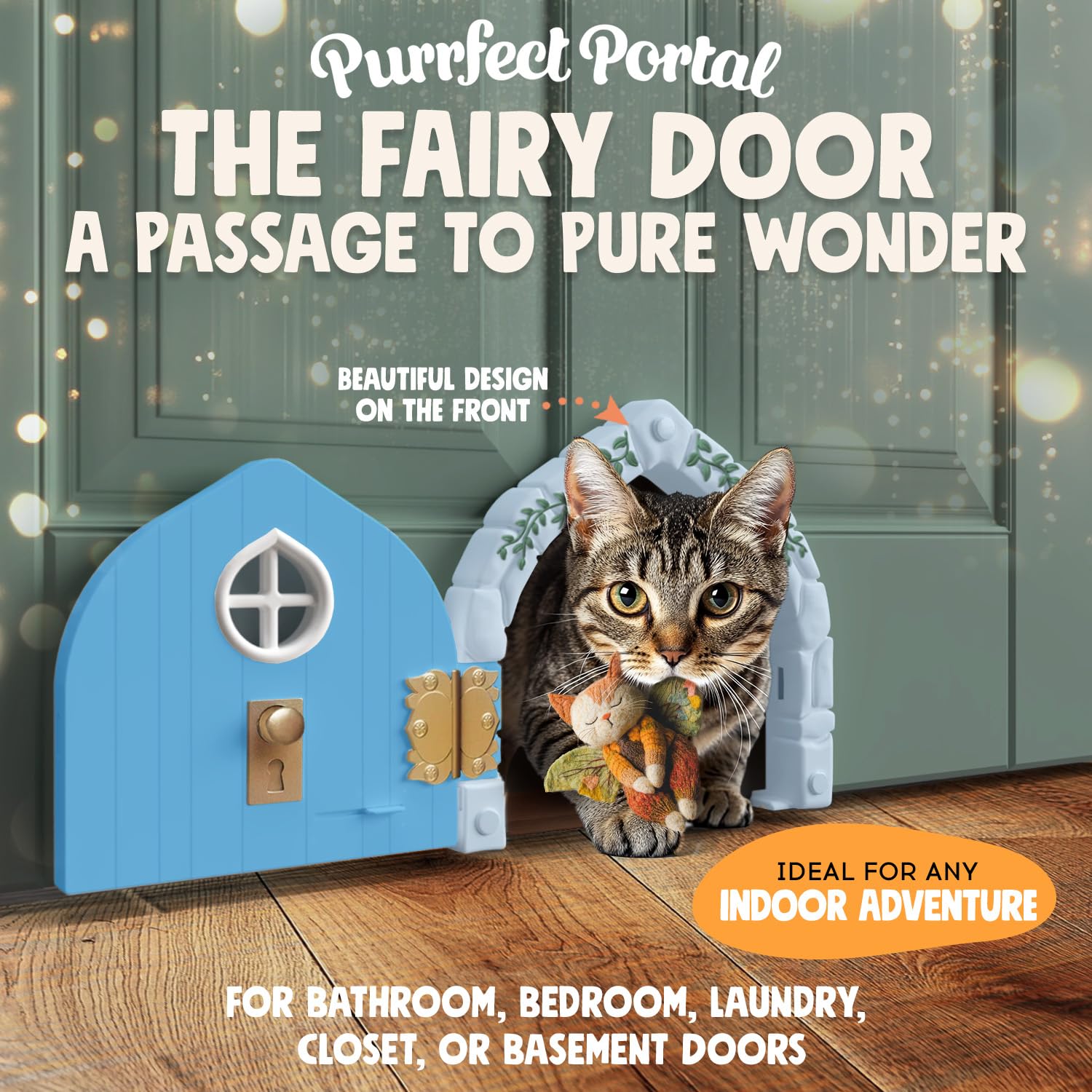 Fairy Porte intérieure pour Animaux domestiques – Grande Porte pour Chats jusqu'à 9 kg, Durable et Polyvalente pour Chaton à Noyau Solide ou Creux, Trou pour Chat élégant, Confortable, Facile à