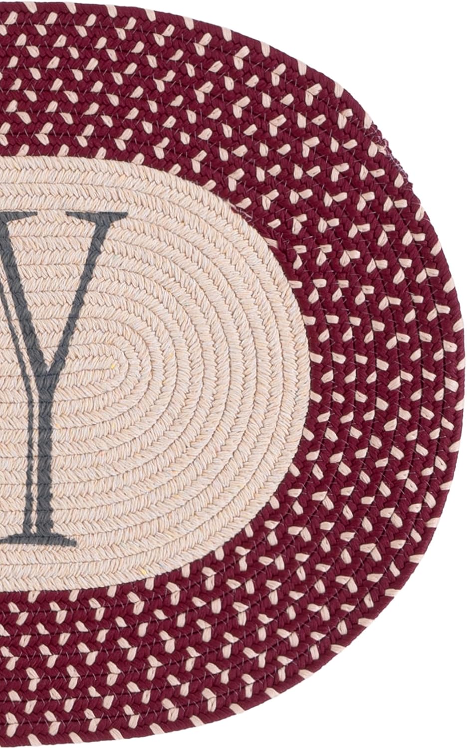 SAFAVIEH Washable Rug Braided Posters Collection - 1'8" x 4' Oval, Beige & Burgundy Red, Handmade & Easy to Clean, Ideal for Entryway, Front Door, Mudroom (BRP301R)