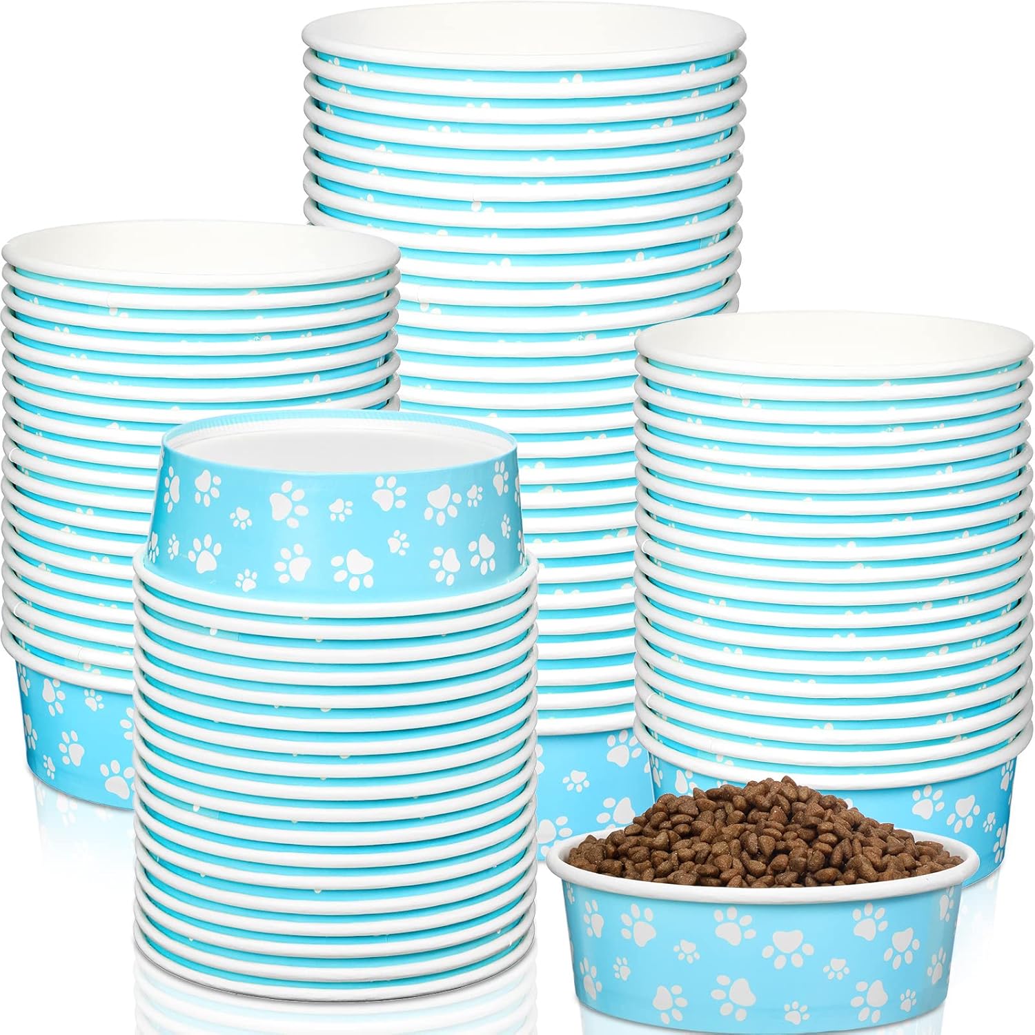 Pet Supplies 70 Pieces Disposable Dog Feeding Bowls Bulk 16oz Paper