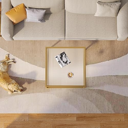 Miniatura 30 de SAYGOER Mesa de centro de cristal, mesa de centro pequeña y moderna, mesas centrales cuadradas simples para sala de estar, 26.7 x 26.7 x 17.7