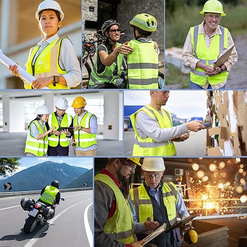 Miniatura 6 de XPCARE Paquete de 2 chalecos de seguridad reflectantes para mujeres y hombres, chaleco de seguridad de alta visibilidad, bolsillos y cremallera