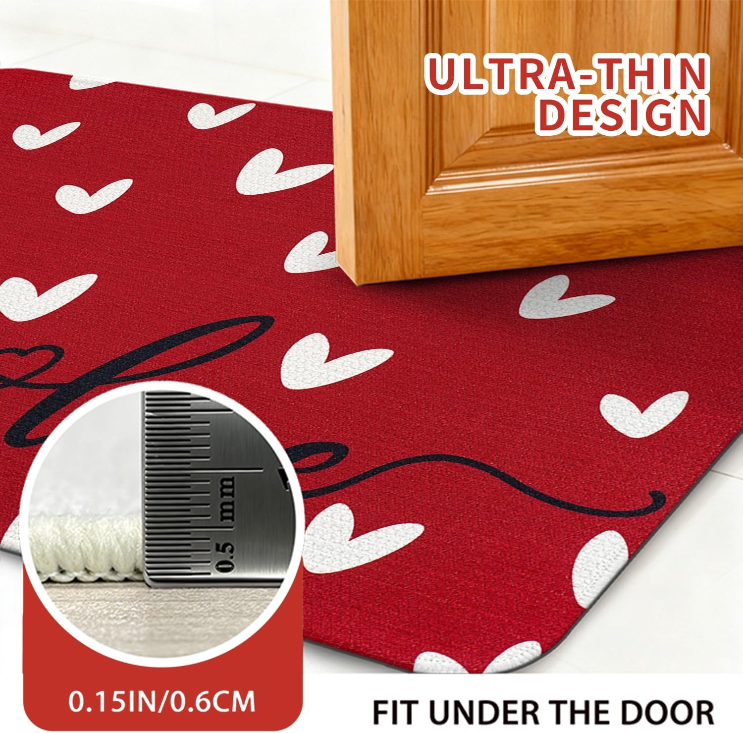 Valentine's Day Bath Mats for Bathroom 17x27 Inch Non-Slip Washable Valentines Love Heart Bathroom Rugs Super Absorbent Valentine Anniversary Wedding Home Decor Rug