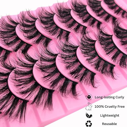 Miniatura 9 de 10 pares de pestañas postizas esponjosas de visón sintético, pestañas postizas de ojo de gato, pestañas dramáticas de 0.78 pulgadas de largo,