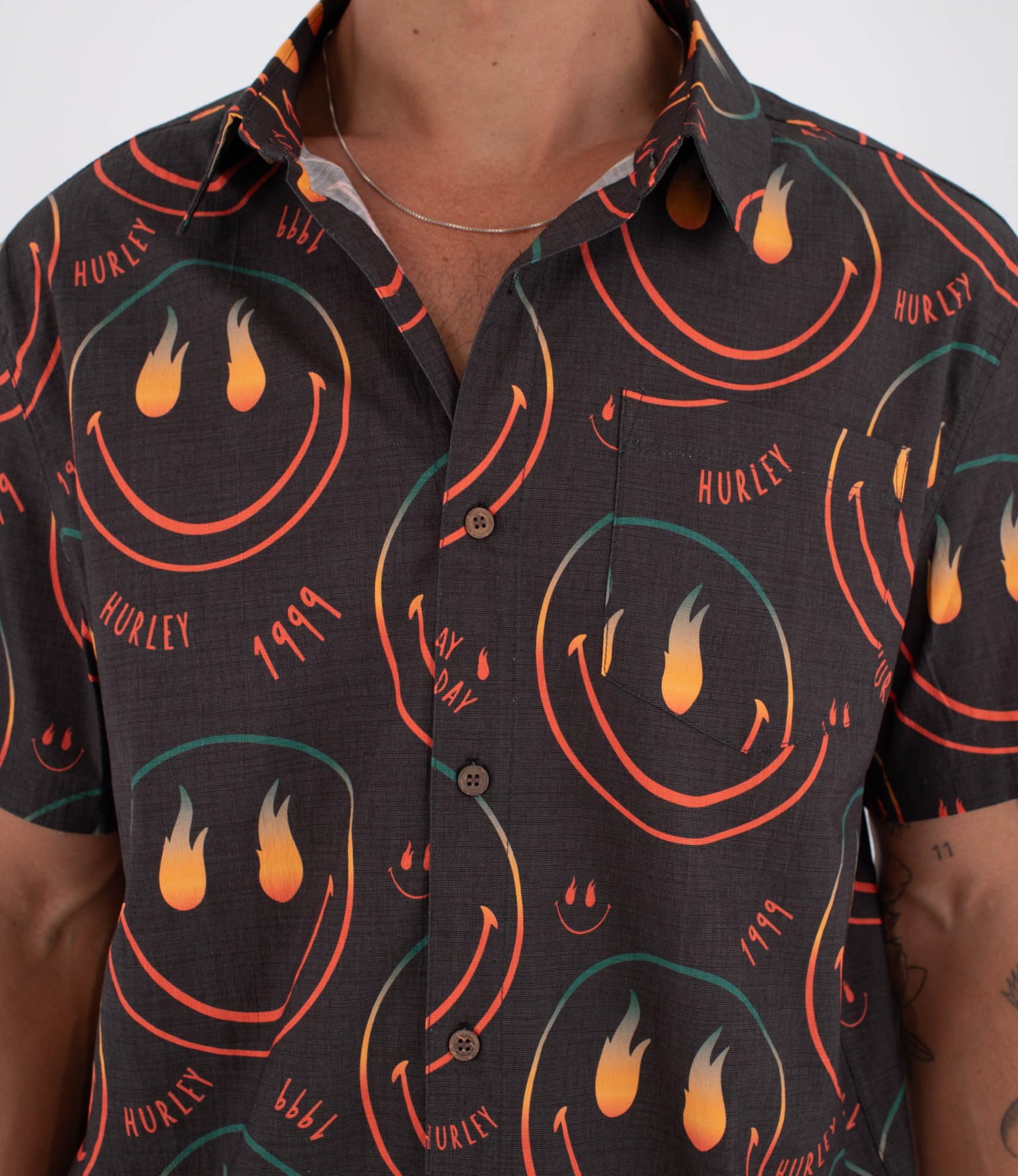 Hurley Men's Short-Sleeved Shirt - Printing Press Happy Face T-Shirt Hombre (Pack de 1)