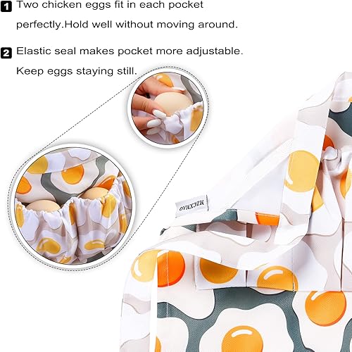 Miniatura 8 de MMZCXMAO - Delantal de recolección de huevos para niños, 3 bolsillos, tamaño infantil, para cosecha de huevos frescos, gallinero y actividades en el