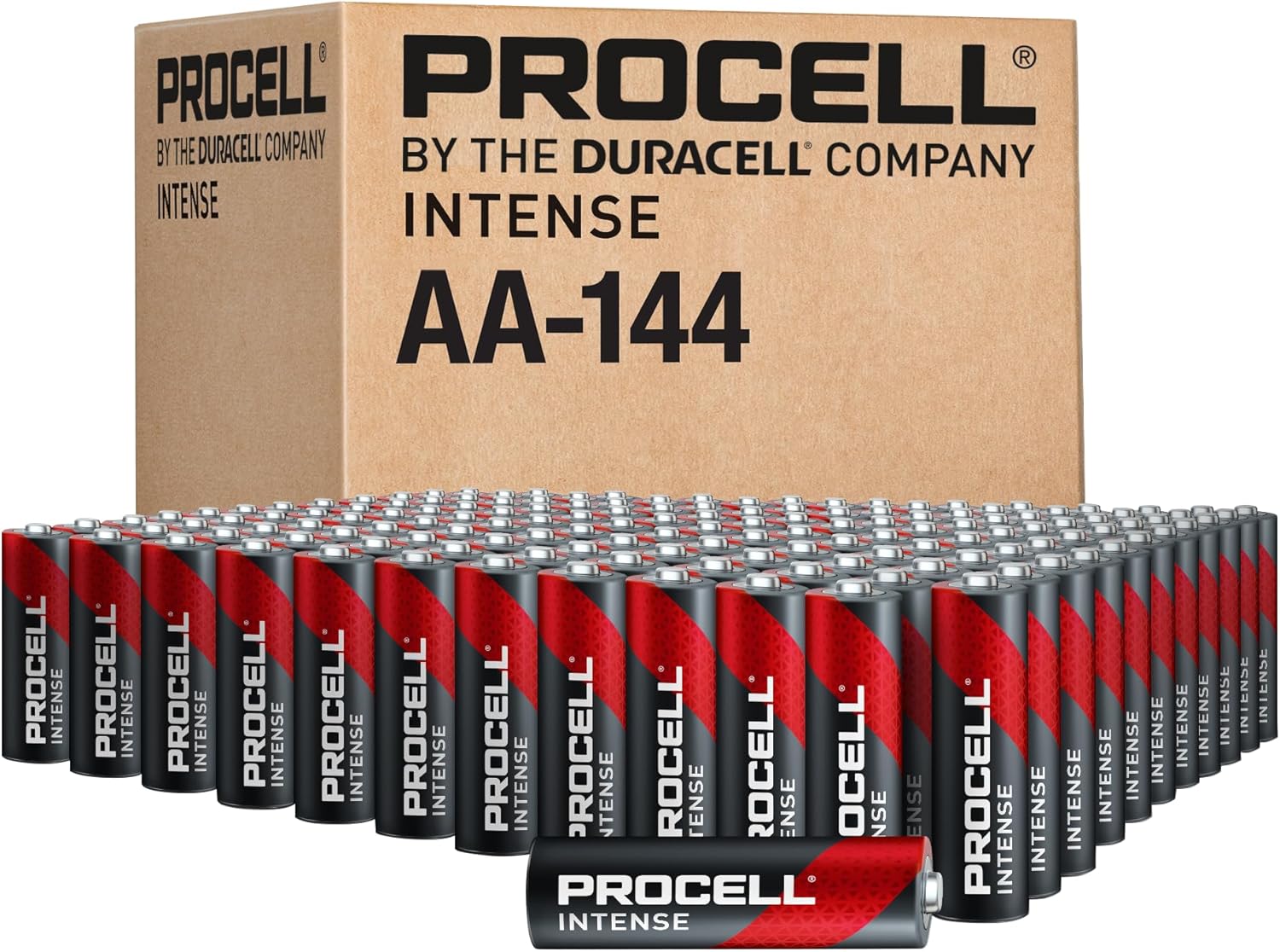 PROCELL Intense AA High-Performance Alkaline Batteries (144 Pack), 10-Year Shelf Life, Bulk Value Pack for High Power Professional Devices