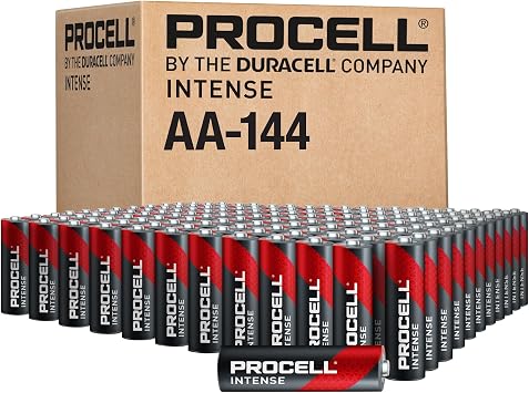 PROCELL Alkaline Intense AA Batteries, 1.5V Alkaline AA for High Drain Professional Devices, Double A Battery with Long-Lasting Power, All-Purpose AA Industrial Batteries, 144-Count Bulk Pack