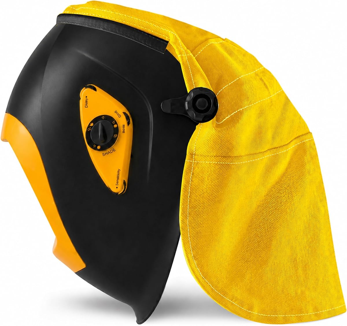Cubierta para casco de soldadura, protector de cuello ignífugo con sello de ajuste a presión, funda protectora antideslumbrante resistente al calor compatible con la mayoría de los cascos de soldadura estándar