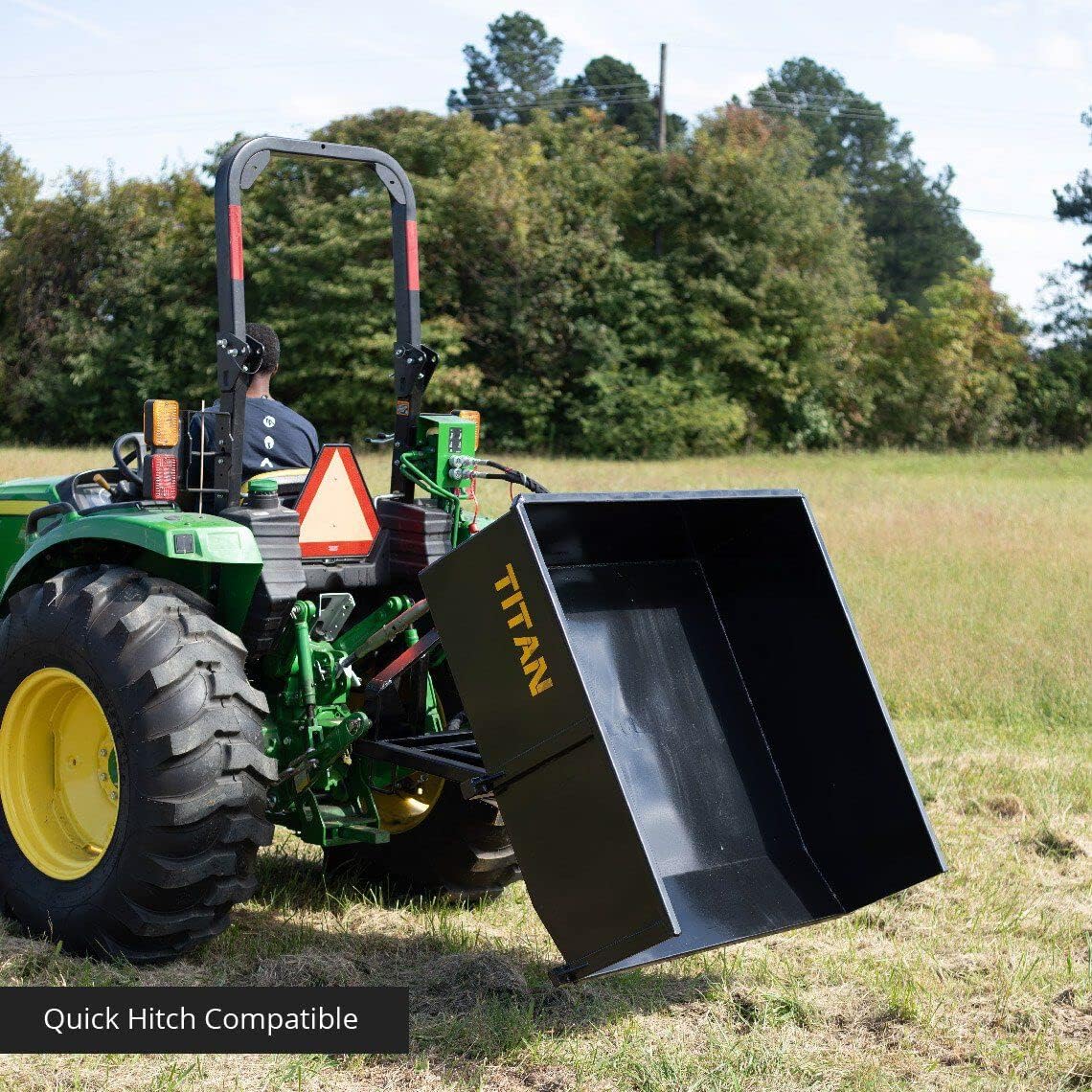 Titan Attachments 30 Cu. FT Quick Hitch Compatible Hydraulic Dump Box, Category 1, 3-Point, Landscaping Attachment : Patio, Lawn & Garden