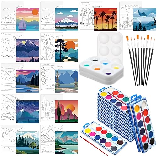 Ctosree Paquete de 12 lienzos predibujados, 12 piezas de lienzo preimpreso, juego de pintura de lienzo Afro Queen, 12 juegos de pintura de acuarela,