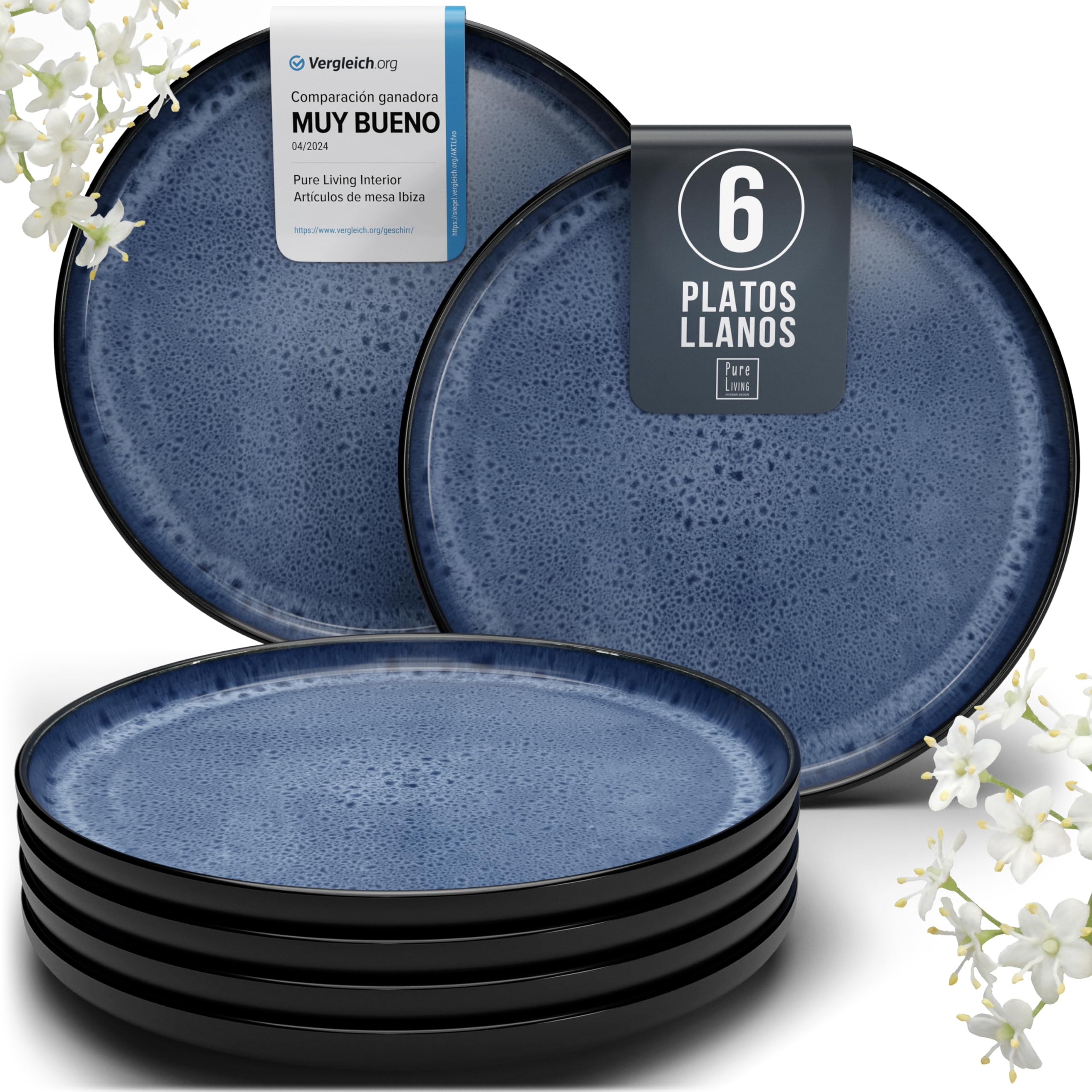 Juego de 6 platos hondos Ibiza – gres premium, resistente a los arañazos, apto para lavavajillas, microondas – Elegante juego de platos hondos – Platos de pasta hondos grandes – Pure Living vajilla — view 43