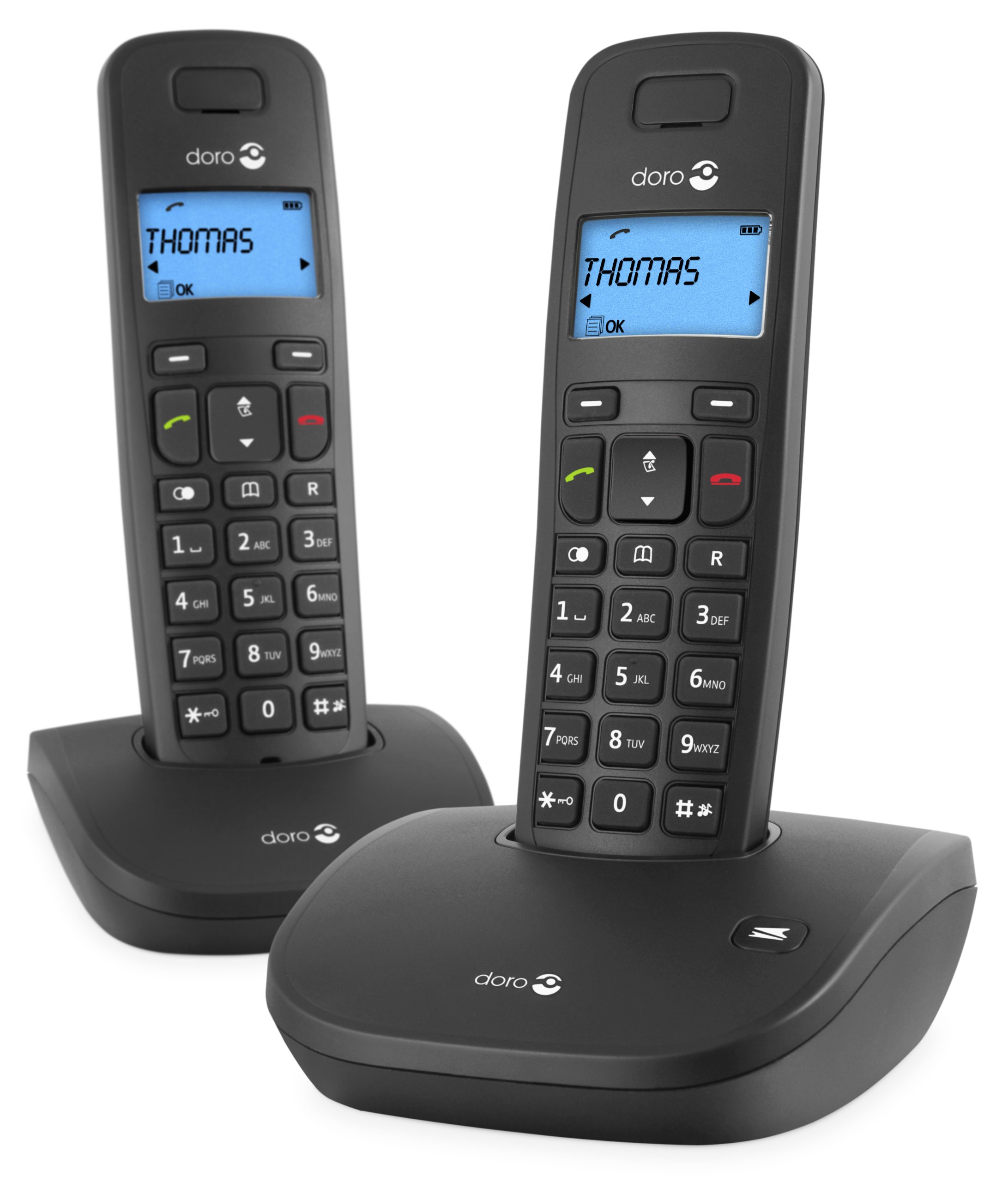 DORO DIGI CORDLESS PHONE TWIN PACKBLK