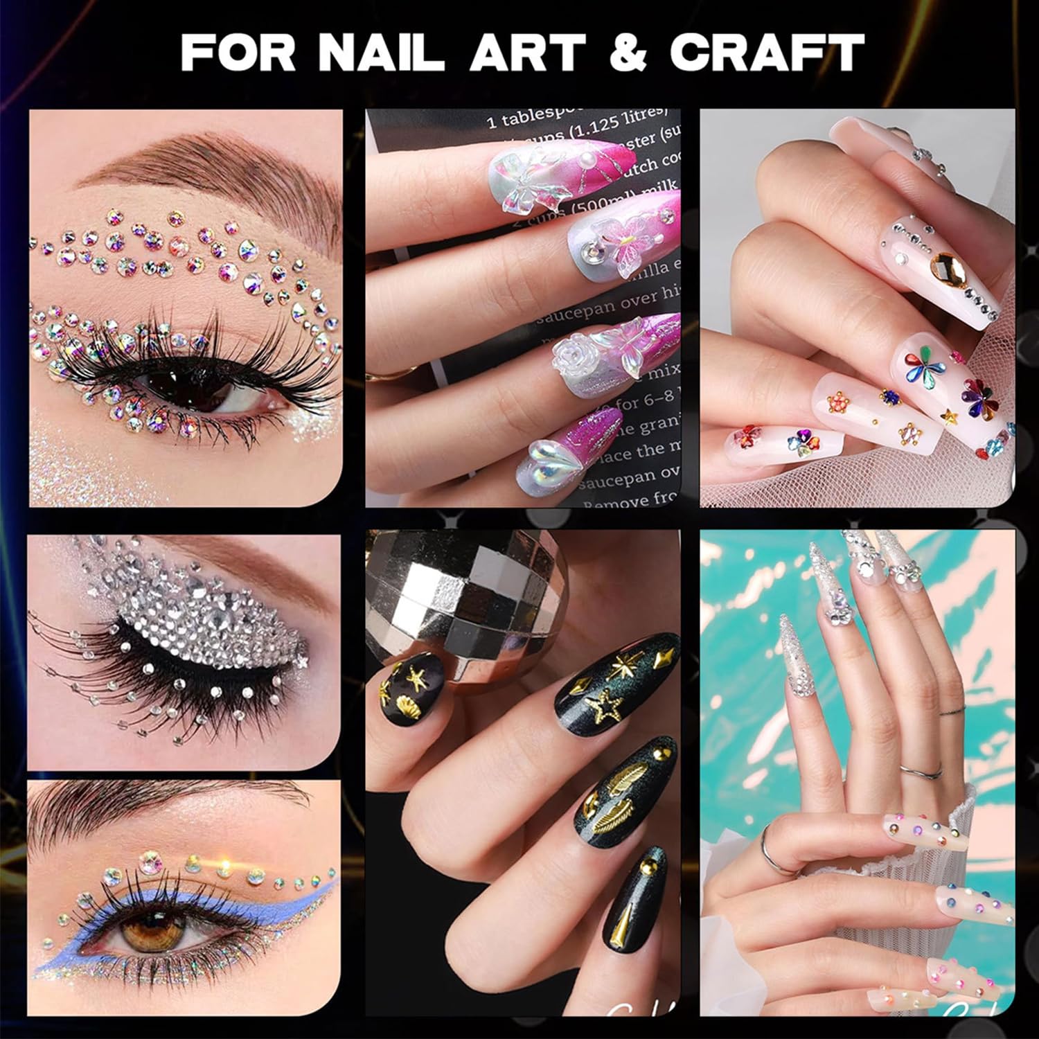 3500 Pièces Strass Ongle Nail Art, Bijoux Ongles Nail Art 3D Strass pour Ongle Avec Pince à Epiler et Stylo de Cueillette Strass Ongles pour Décoration de Ongle Visage Vêtements